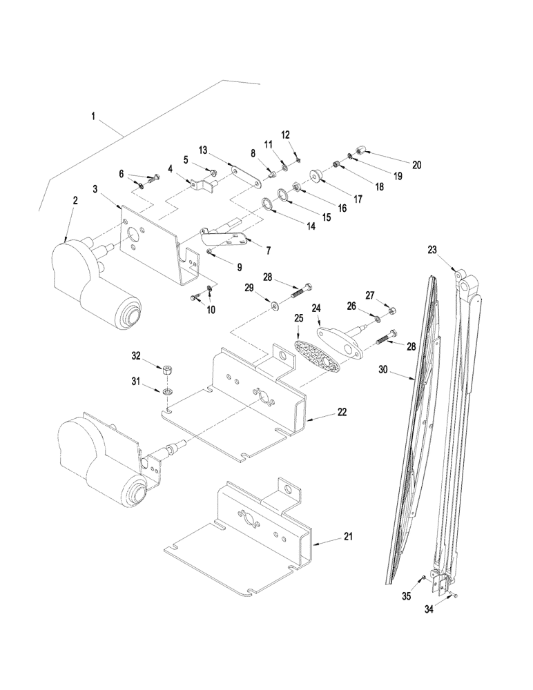 Схема запчастей Case IH STEIGER 385 - (04-05) - WIPER, WINDSHIELD - MOUNTING (04) - ELECTRICAL SYSTEMS