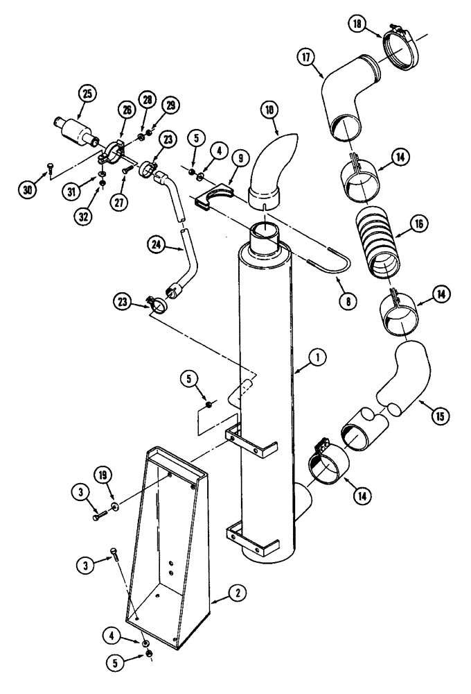 Схема запчастей Case IH 9240 - (2-020) - EXHAUST SYSTEM (02) - ENGINE