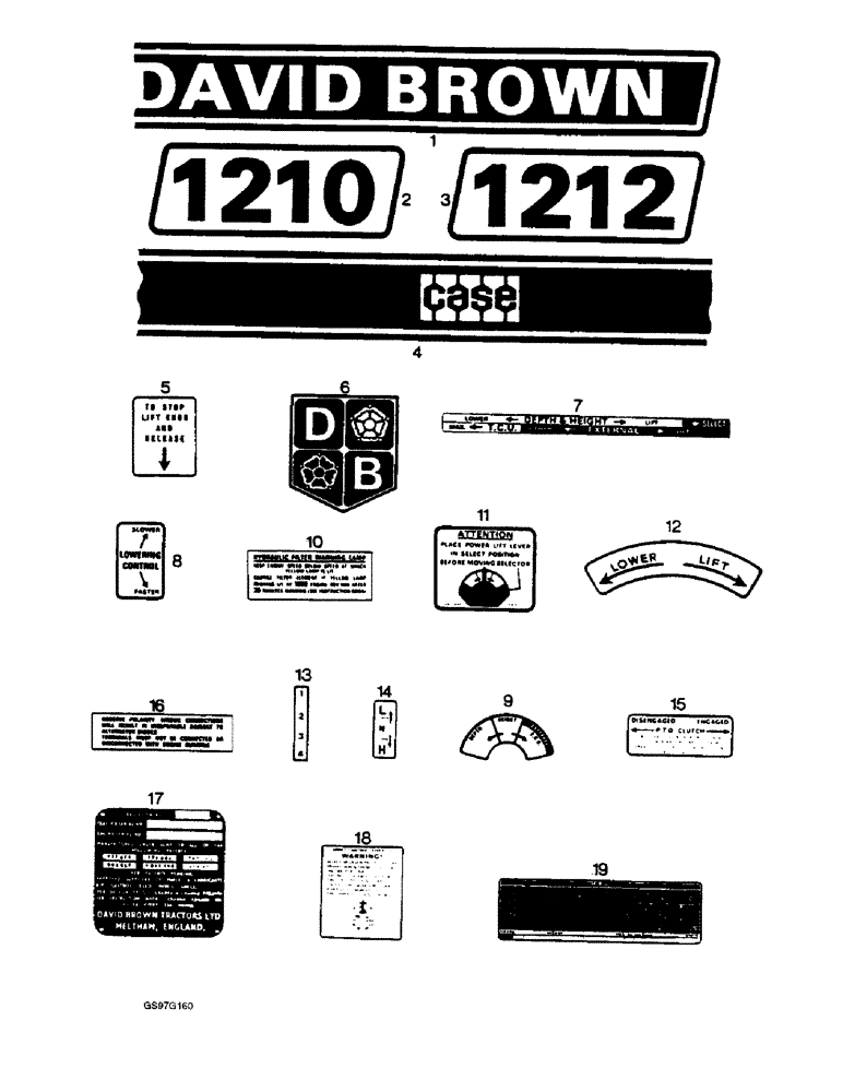 Схема запчастей Case IH 1212 - (9-110) - DECALS, 1210G, 1210G FOUR-WHEEL DRIVE AND 1212G TRACTORS (09) - CHASSIS/ATTACHMENTS