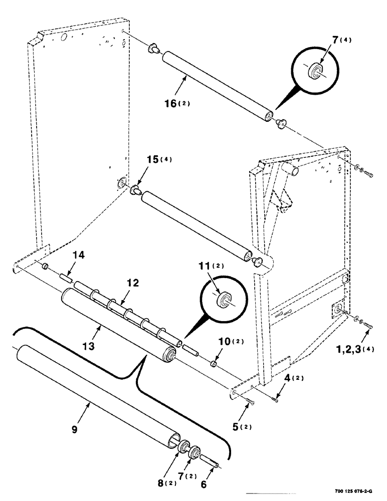 Схема запчастей Case IH 8455T - (5-08) - TAILGATE ROLLER ASSEMBLY (16) - BALE EJECTOR