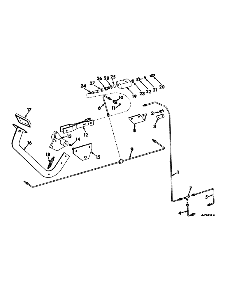 Схема запчастей Case IH 403 - (163) - FOOT-N-INCH CONTROL PEDAL AND VALVE (35) - HYDRAULIC SYSTEMS