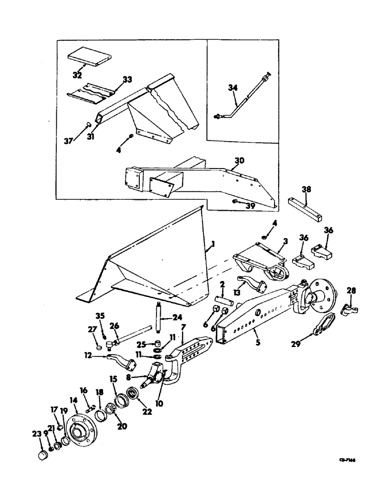 Схема запчастей Case IH 915 - (J-2) - STEERING MECHANISM, GUIDE WHEEL AXLE, HUB AND KNUCKLE Steering Mechanism