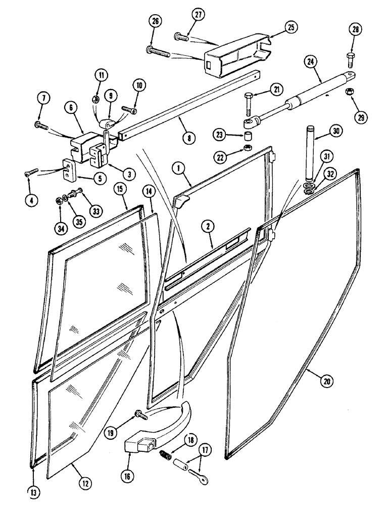 Схема запчастей Case IH 1594 - (9-406) - CAB DOOR, LEFT-HAND, TRACTORS WITH CAB (09) - CHASSIS/ATTACHMENTS