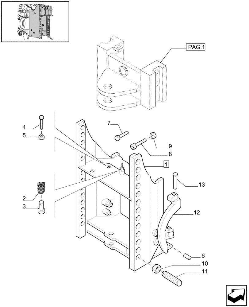 Схема запчастей Case IH JX1075N - (1.89.0/01[02]) - (VAR.891) FIXED HOOK,CAT. "C", VERTICAL ADJUST SLIDING (09) - IMPLEMENT LIFT