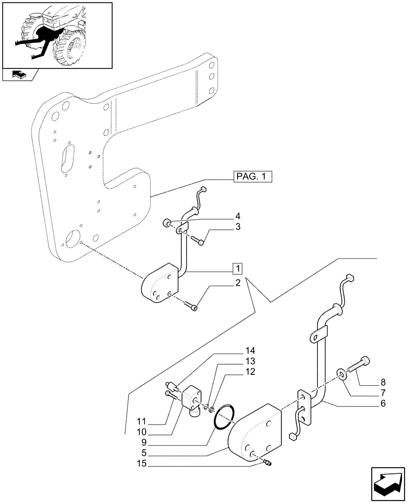 Схема запчастей Case IH PUMA 125 - (1.81.9/02[04]) - NOT INTEGRATED FRONT HPL WITH 6 SPLINES PTO - POTENTIOMENTER AND BREAKDOWN - C6335 (VAR.330813) (07) - HYDRAULIC SYSTEM