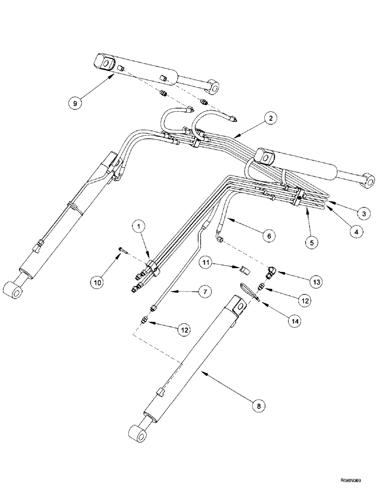 Схема запчастей Case IH L550 - (8-002) - HYDRAULICS - LOADER FRAME (08) - HYDRAULICS