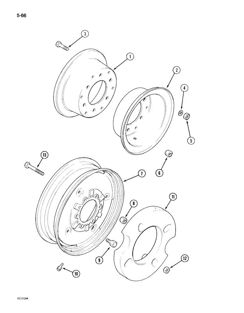 Схема запчастей Case IH 495 - (5-066) - FRONT WHEELS, 2 WHEEL DRIVE TRACTOR (05) - STEERING