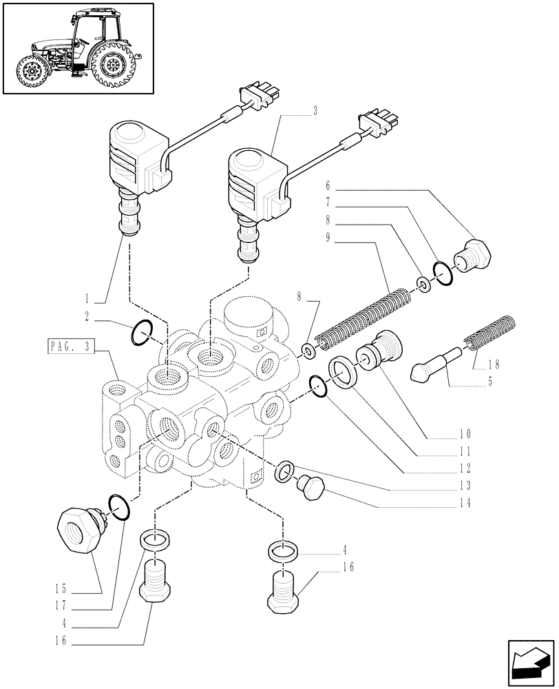 Схема запчастей Case IH JX1070C - (1.33.2/10[01]) - (VAR.838-839) FRONT PTO LIFT - CAPS AND SOLENOID VALVE (04) - FRONT AXLE & STEERING