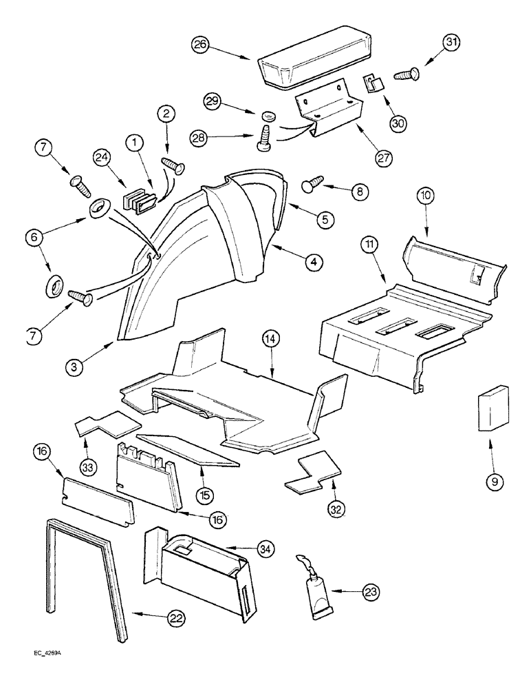 Схема запчастей Case IH 4240 - (9-052) - CAB, OPERATORS COMPARTMENT COVERING (09) - CHASSIS/ATTACHMENTS