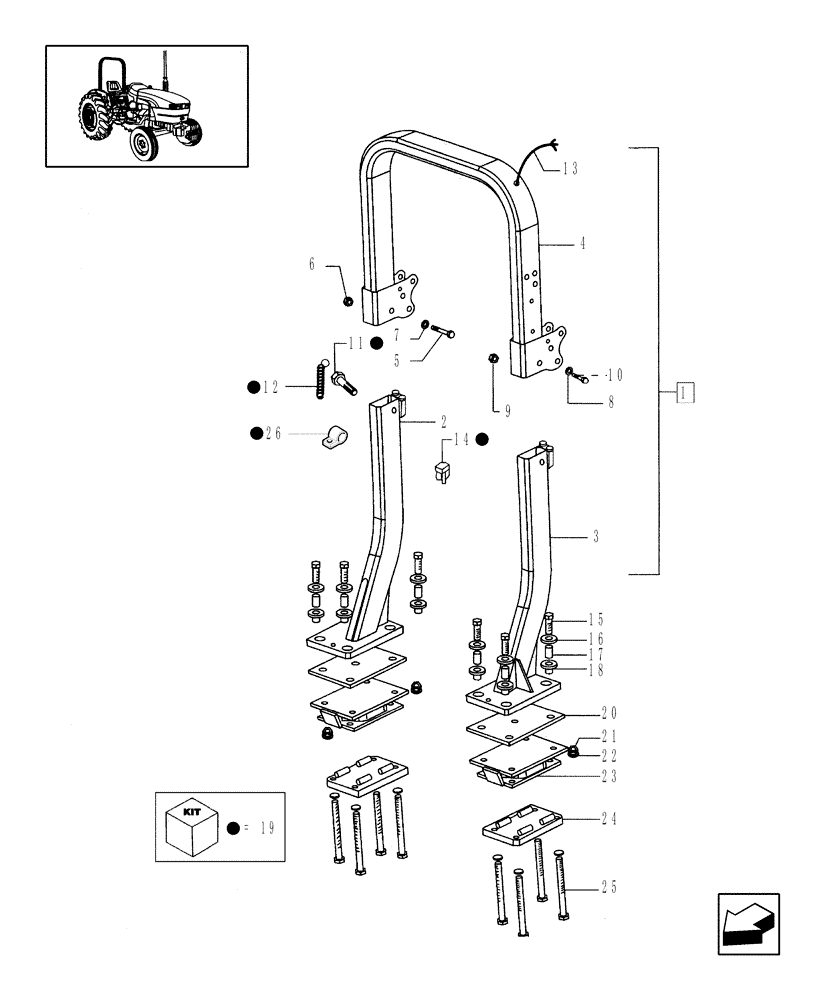 Схема запчастей Case IH JX80 - (1.87.7/01[01]) - ROPS - FRAME AND COVERING - FOR HIGH CLEARANCE VERSION (08) - SHEET METAL