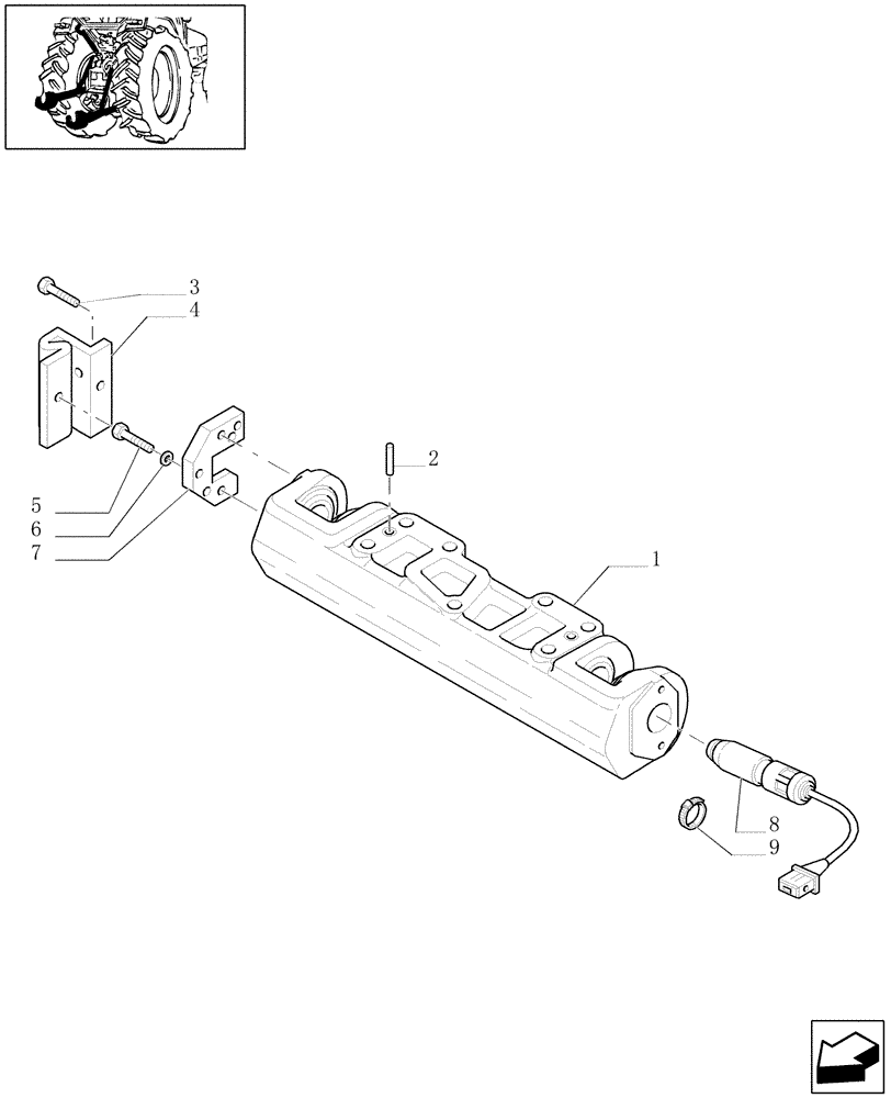 Схема запчастей Case IH JX1090U - (1.89.6/04[02]) - (VAR.907) TOOL CONNECTION UNIT (09) - IMPLEMENT LIFT