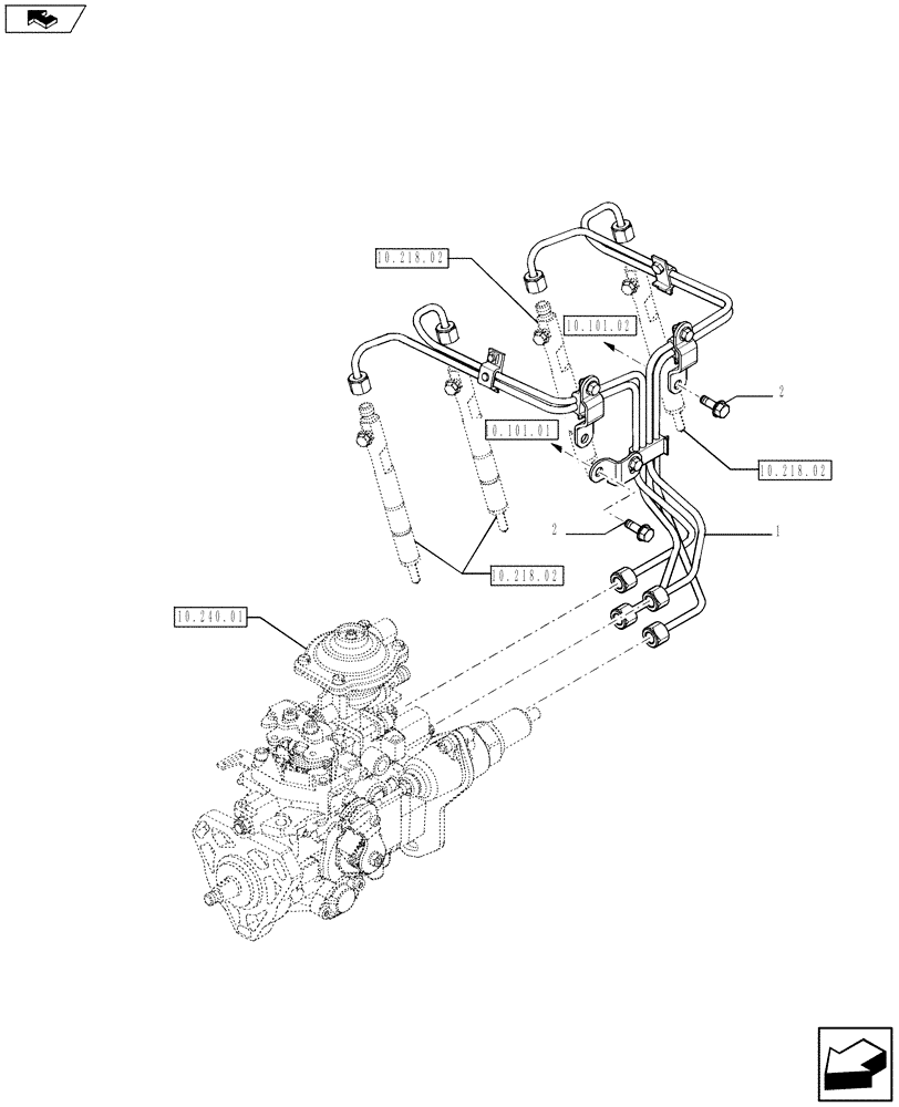 Схема запчастей Case IH F5AE5484A A002 - (10.218.01 03) - INJECTION EQUIPMENT - PIPING (504207956) (10) - ENGINE