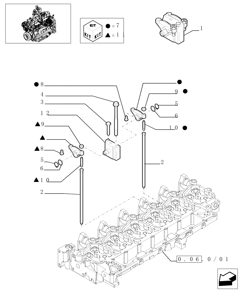 Схема запчастей Case IH MXU115 - (0.06.6/01) - ROCKER SHAFT (01) - ENGINE