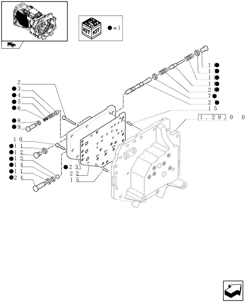 Схема запчастей Case IH MAXXUM 140 - (1.29.0[01]) - TRANSMISSION LUBRICATION CONTROL VALVE (03) - TRANSMISSION