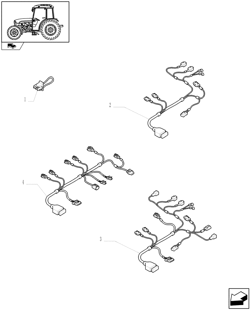 Схема запчастей Case IH FARMALL 95C - (1.92.75/04) - HYDR. TRANSMISSIE VOOR INRICHTING RIJSTVELD - VERSCHILL. KABELS (VAR.331448-333448-337448-338448-339448-333449-334449-335449-338449) (10) - OPERATORS PLATFORM/CAB