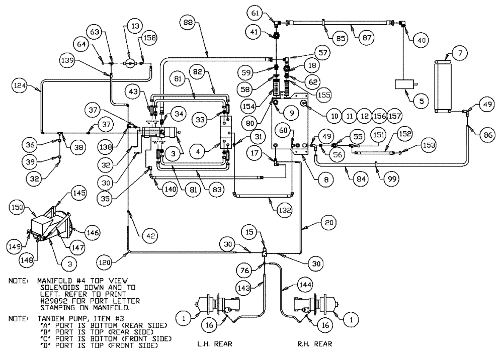 Схема запчастей Case IH PATRIOT NT - (06-003) - HYDROSTATIC PUMP - 6 BANK VALVE Hydraulic Plumbing