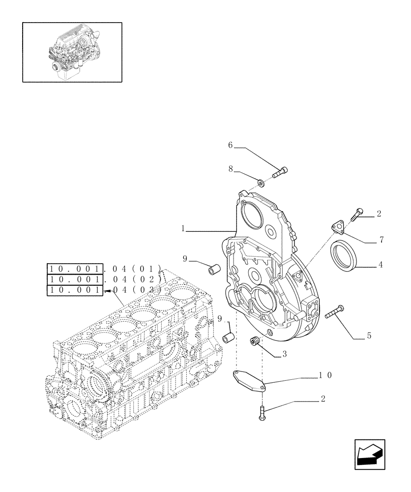 Схема запчастей Case IH 9120 - (10.103.04[03]) - FLYWHEEL CASE - 9120 (10) - ENGINE