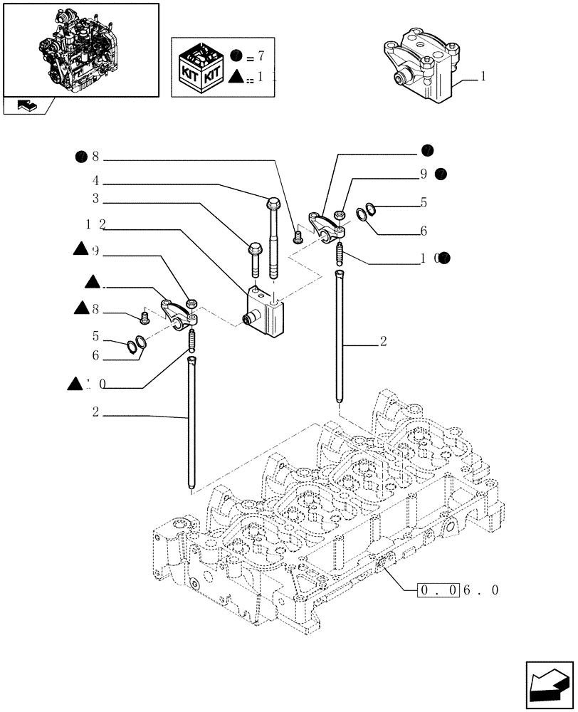 Схема запчастей Case IH FARMALL 85C - (0.06.6) - ROCKER SHAFT (01) - ENGINE