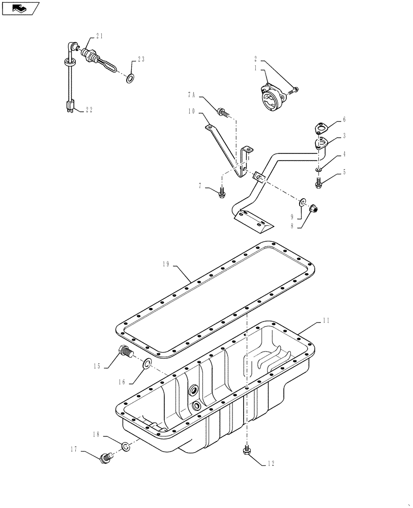 Схема запчастей Case IH 4420 - (03-011) - OIL PUMP, PAN-OIL PAN HEATER (01) - ENGINE