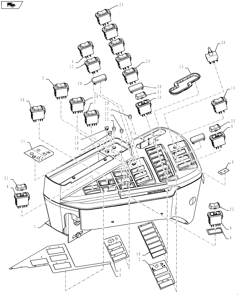 Схема запчастей Case IH TITAN 3030 - (55.521.03) - RH CONTROL CONSOLE, 610 LIQUID APPLICATOR (55) - ELECTRICAL SYSTEMS