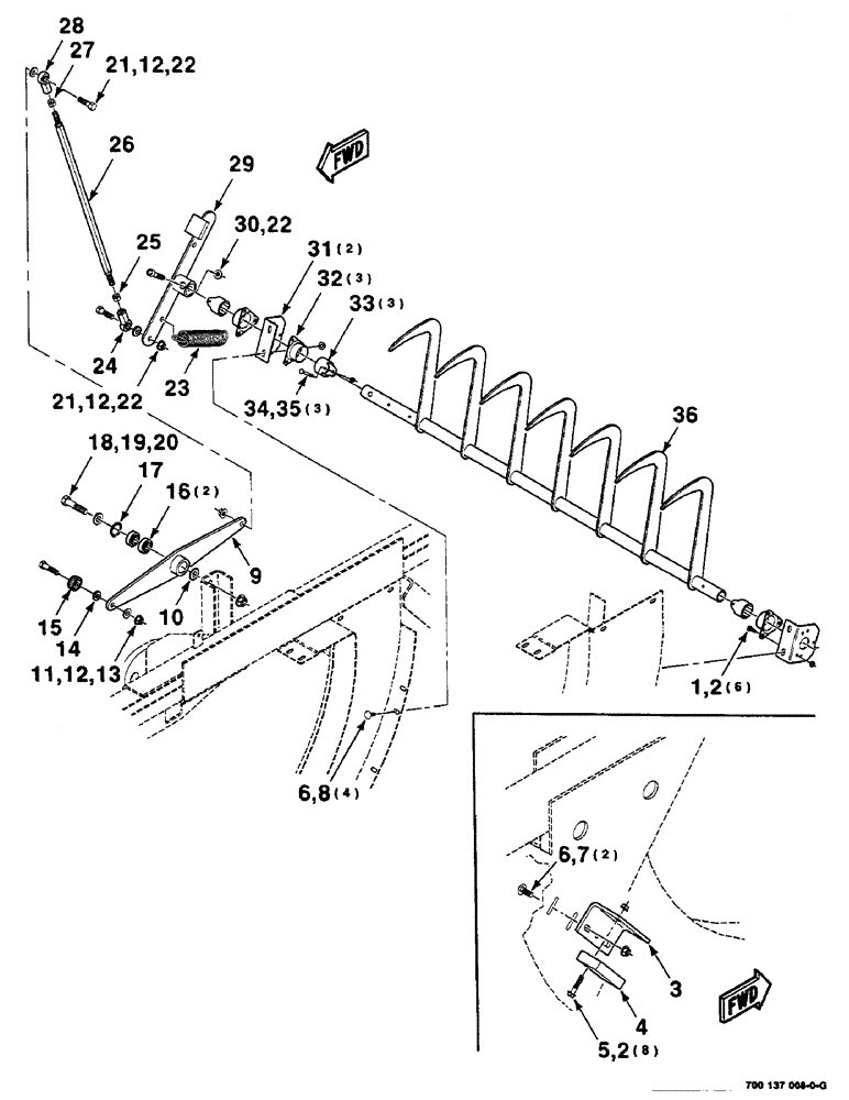 Схема запчастей Case IH 8585 - (5-14) - FINGER MOUNTING ASSEMBLY (13) - FEEDER