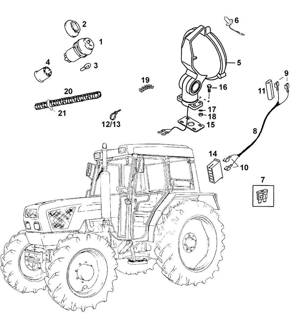 Схема запчастей Case IH C55 - (04-27[01]) - WORKING FLOODLIGHT (FENDER) (04) - ELECTRICAL SYSTEMS