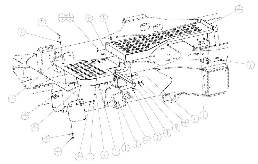 Схема запчастей Case IH SPX4410 - (04-027) - WALKWAY GROUP, LH FRONT Suspension & Frame