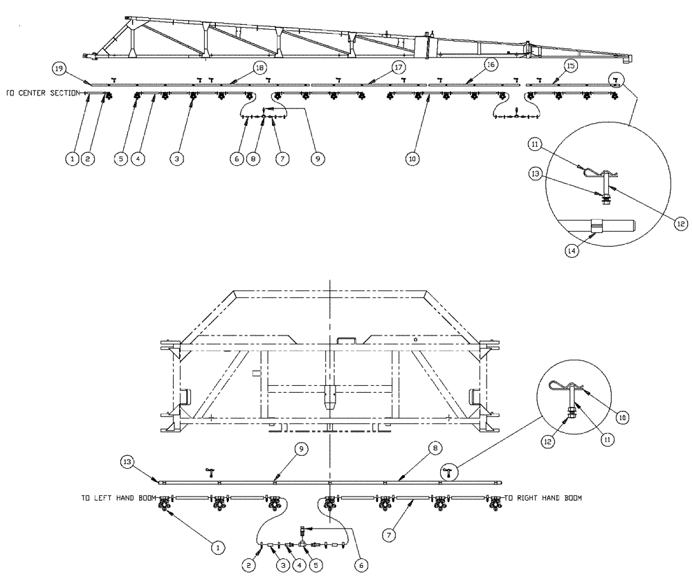 Схема запчастей Case IH PATRIOT WT - (09-031[01]) - 75 5-BOOM SHUTOFF - 20" ON CENTER - NOZZLES Liquid Plumbing