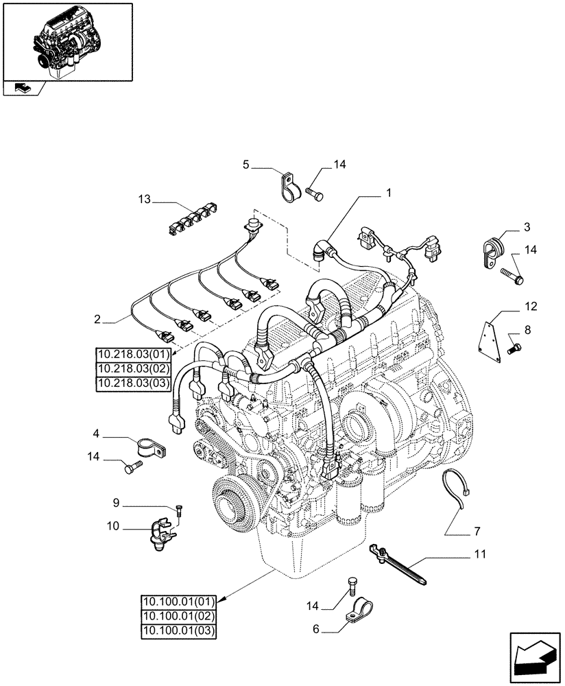 Схема запчастей Case IH 8120 - (55.100.08[02]) - ENGINE ELECTRIC INSTALLATION - 8120/8120(LA) (55) - ELECTRICAL SYSTEMS