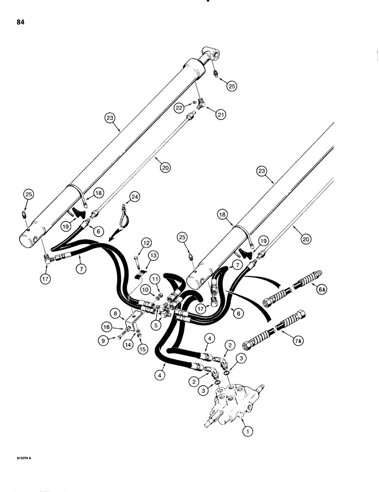 Схема запчастей Case IH 1816C - (084) - LOADER LIFT CYLINDER HYDRAULIC CIRCUIT (08) - HYDRAULICS