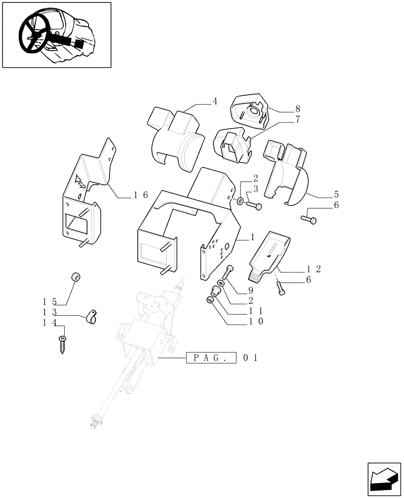 Схема запчастей Case IH MAXXUM 130 - (1.95.5/03[02]) - FAST STEERING - COVERING AND SUPPORT (VAR.330631-332631-333631-336631) (10) - OPERATORS PLATFORM/CAB