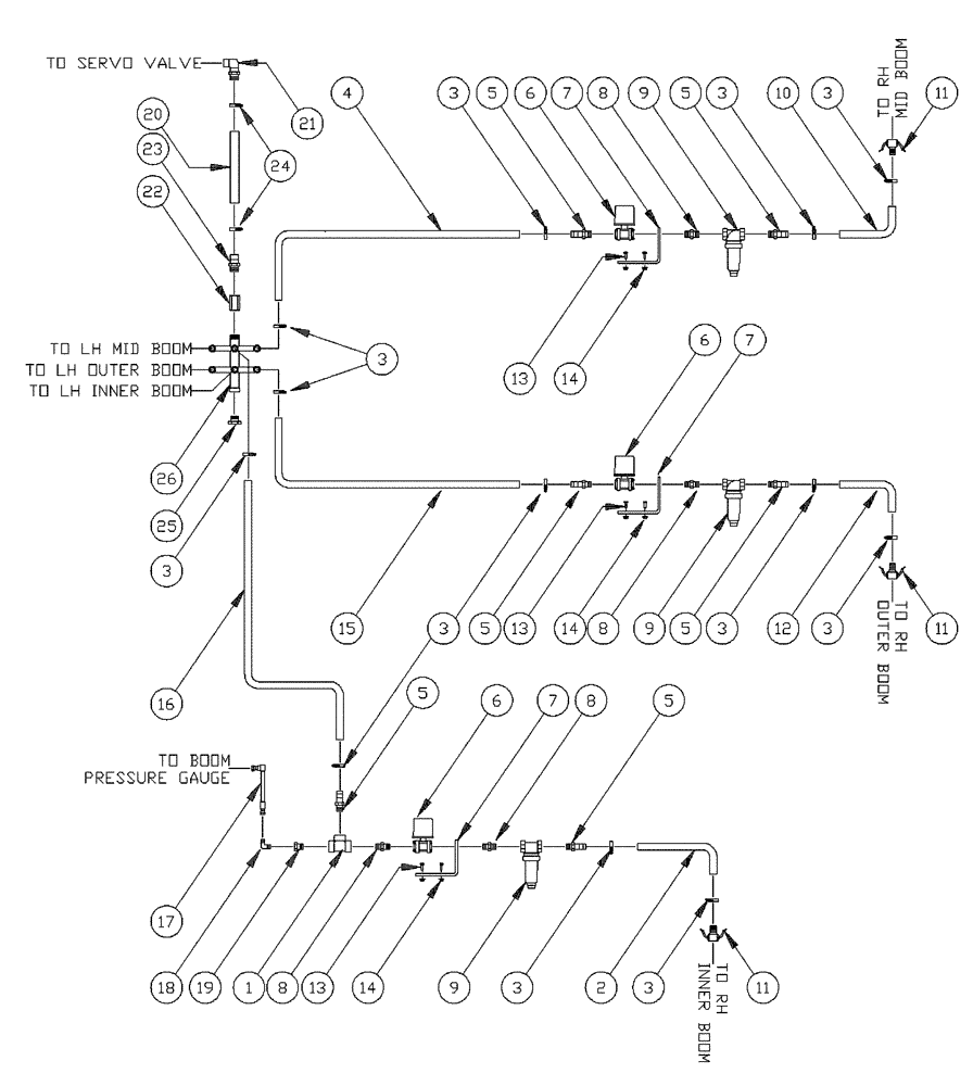 Схема запчастей Case IH PATRIOT XL - (09-046) - 90 6-BOOM SHUTOFF RH BOOM Liquid Plumbing