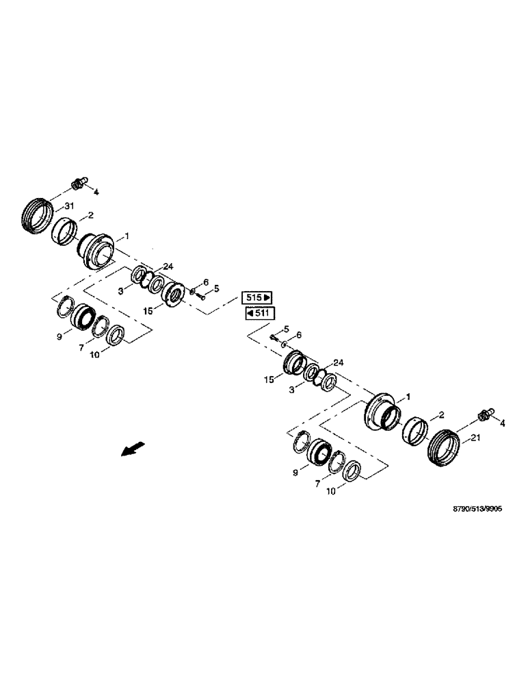 Схема запчастей Case IH 8790 - (097) - CHOPPING UNIT, CHOPPING CYLINDER, BEARING (64) - CHOPPING