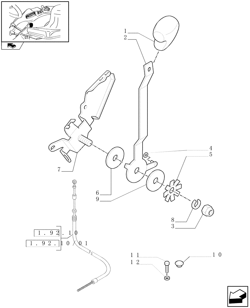 Схема запчастей Case IH FARMALL 85C - (1.92.10/02) - JOYSTICK FOR REAR REMOTES PREARRANGEMENT - ACCELERATOR HAND CONTROL (VAR.330721-331721-332721-333721-330722) (10) - OPERATORS PLATFORM/CAB