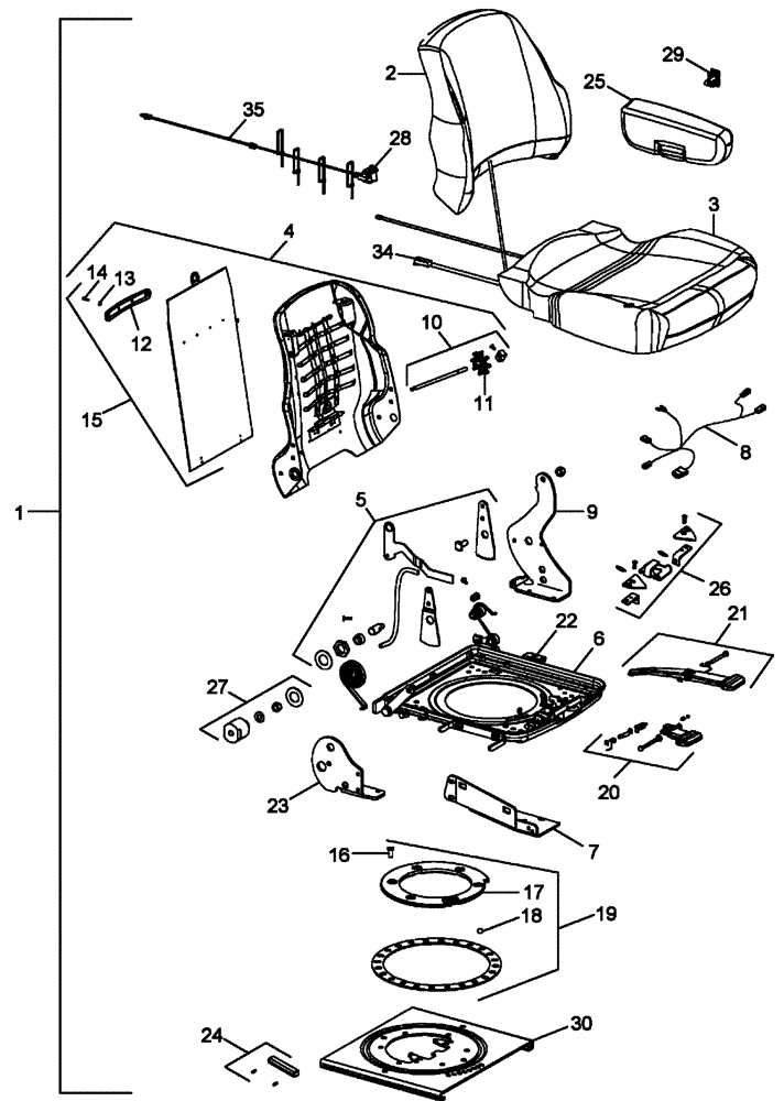 Схема запчастей Case IH FLX3010 - (01-033) - CUSHION ASSEMBLY, SEAT "JAN 2005 AND BEYOND" (10) - CAB