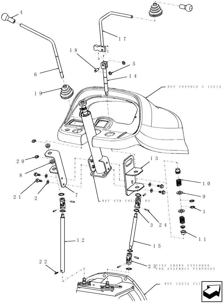 Схема запчастей Case IH D45 - (03.12) - SHUTTLE/GEAR LEVER ASSEMBLY (03) - TRANSMISSION