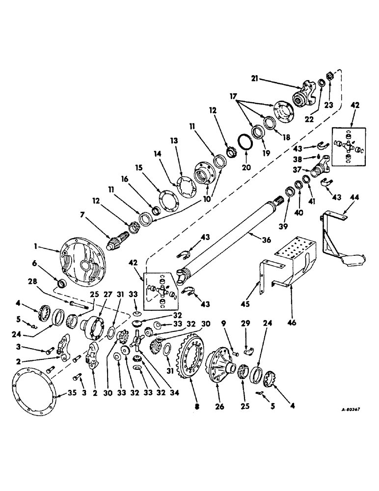 Схема запчастей Case IH 856 - (B-35) - POWER TRAIN, FRONT AXLE DIFFERENTIAL AND DRIVE SHAFT, TRACTORS WITH ALL WHEEL DRIVE (03) - POWER TRAIN