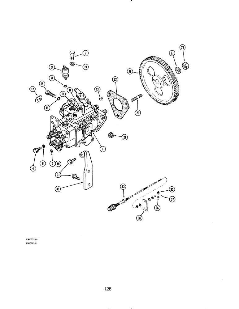 Схема запчастей Case IH 6590TA - (126) - FUEL INJECTION PUMP AND DRIVE, 6TA-590 ENGINE 