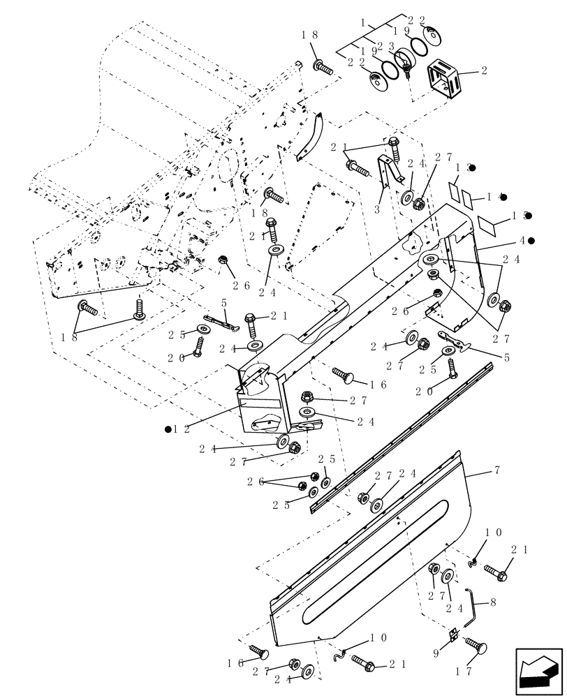 Схема запчастей Case IH HDX141 - (002[2]) - HEADER SHIELDS, LEFT SIDE (58) - ATTACHMENTS/HEADERS