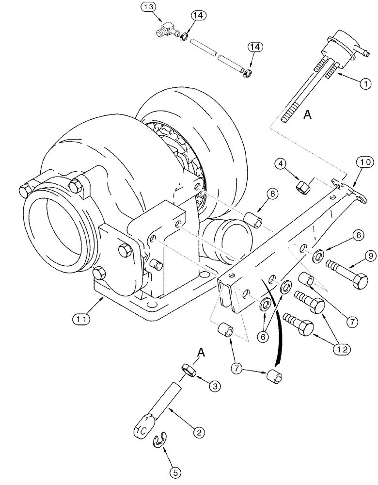 Схема запчастей Case IH 420 TIER 3 - (02-11) - WASTEGATE ACTUATOR (01) - ENGINE