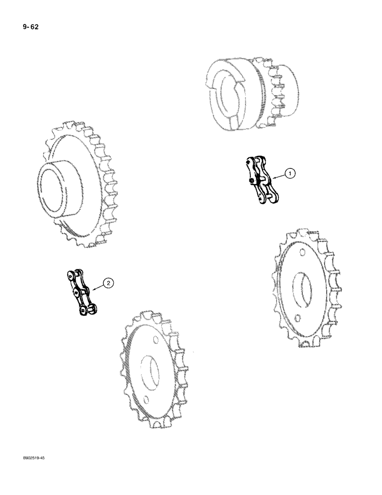 Схема запчастей Case IH 560 - (9-062) - APRON DRIVE CHAINS, MODEL 560 ONLY (09) - CHASSIS/ATTACHMENTS