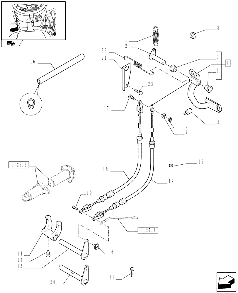 Схема запчастей Case IH FARMALL 95 - (1.92.26[01]) - CLUTCH PEDAL (10) - OPERATORS PLATFORM/CAB