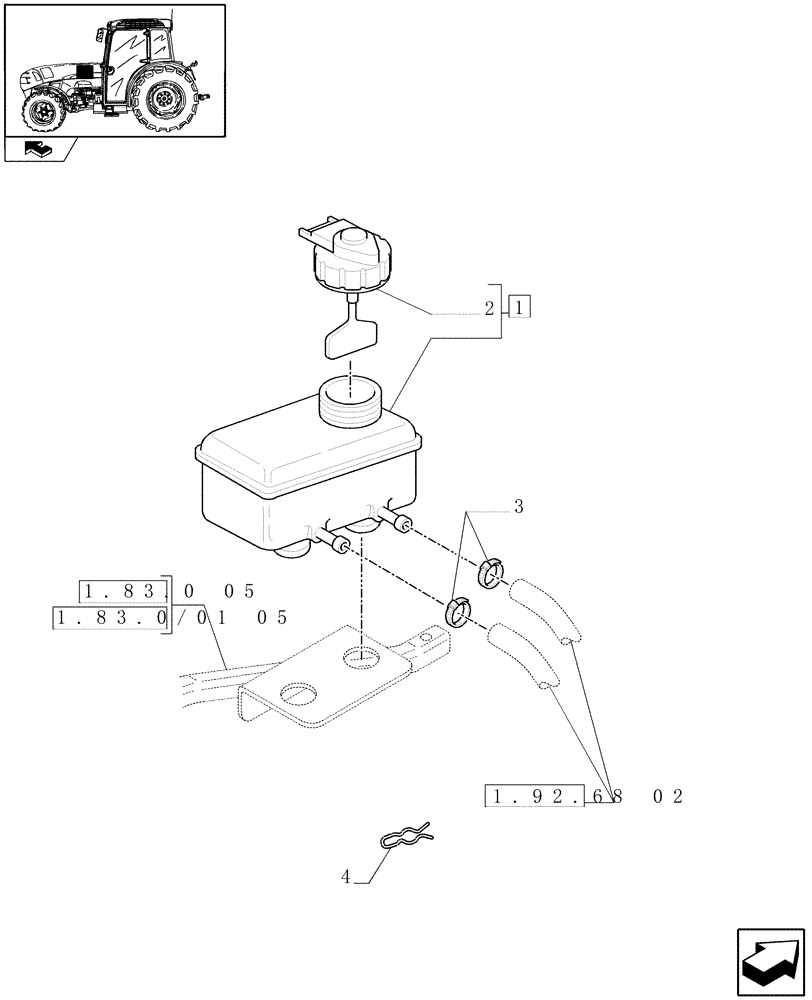 Схема запчастей Case IH FARMALL 105V - (1.68.2) - BRAKING SYSTEM TANK (05) - REAR AXLE