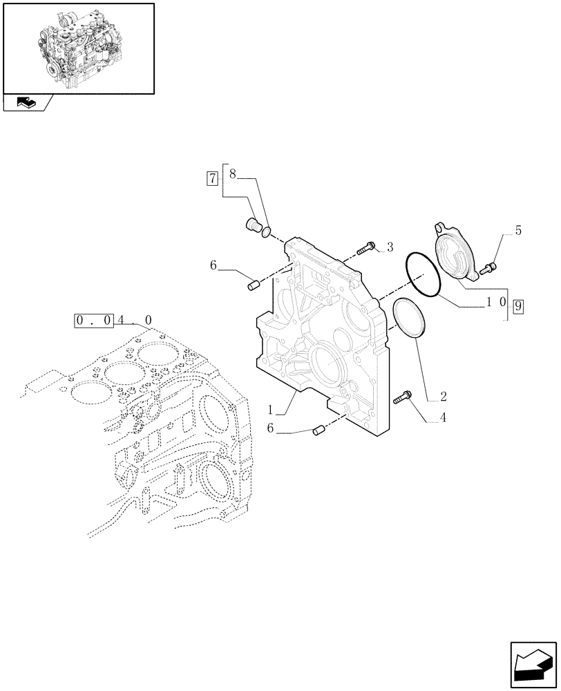 Схема запчастей Case IH PUMA 195 - (0.04.3) - CRANKCASE COVERS (01) - ENGINE