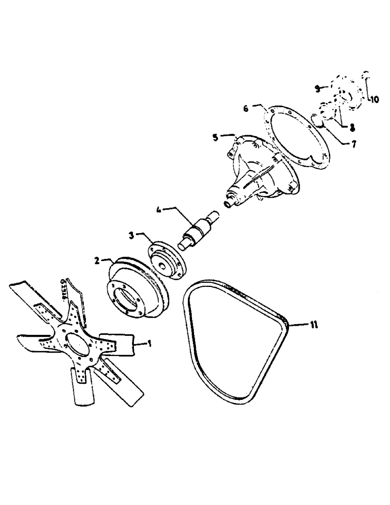 Схема запчастей Case IH 824 - (042) - WATER PUMP, FAN (02) - ENGINE