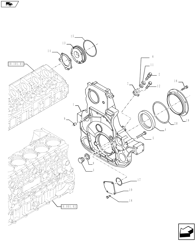 Схема запчастей Case IH F3BFA613C E005 - (10.103.03) - FLYWHEEL CASE (10) - ENGINE