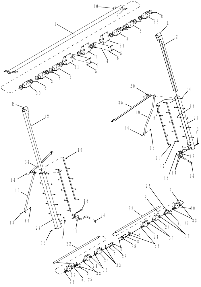 Схема запчастей Case IH 635 - (74.141.19) - CHUTE SUPPORT SYSTEMS (74) - CLEANING