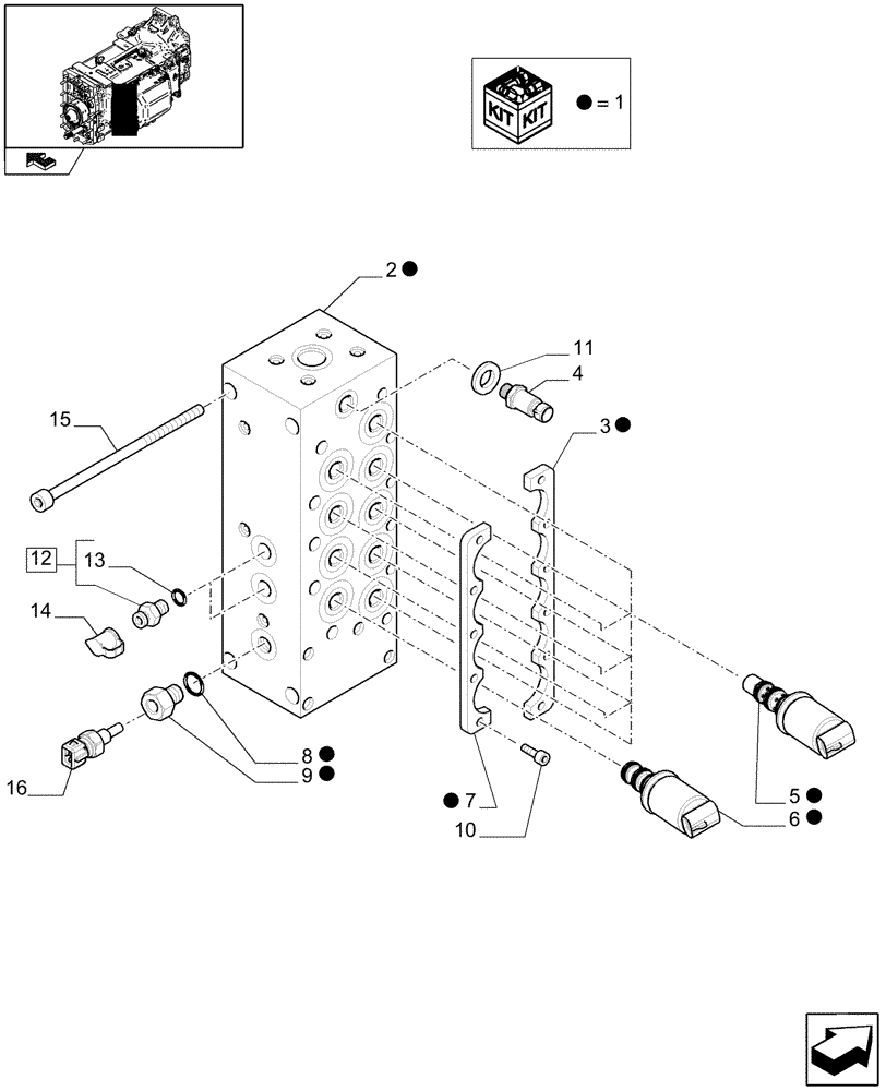 Схема запчастей Case IH PUMA 195 - (1.29.6/01) - (VAR.042-142) TRANSMISSION 50KPH - HYDROSTATIC PUMP - CONTROL VALVE WITH SOLENOIDS (03) - TRANSMISSION