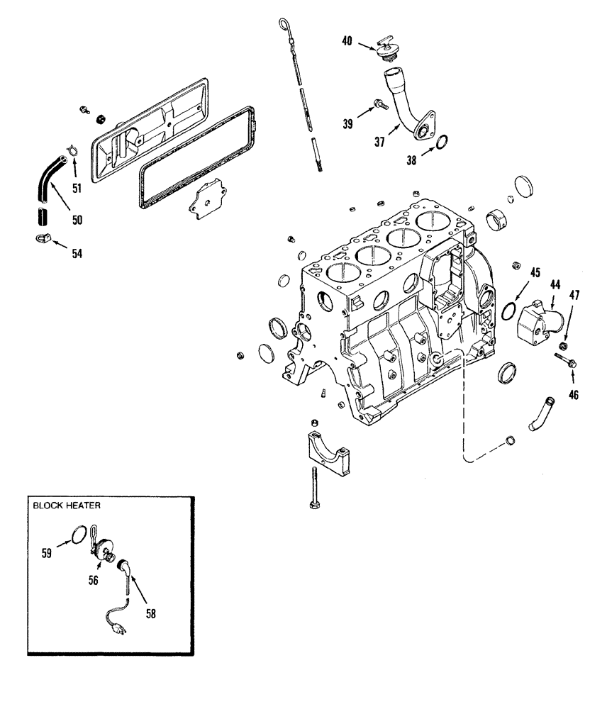 Схема запчастей Case IH 8840 - (10-030) - CYLINDER BLOCK AND ENGINE BLOCK HEATER (DIESEL) (10) - ENGINE