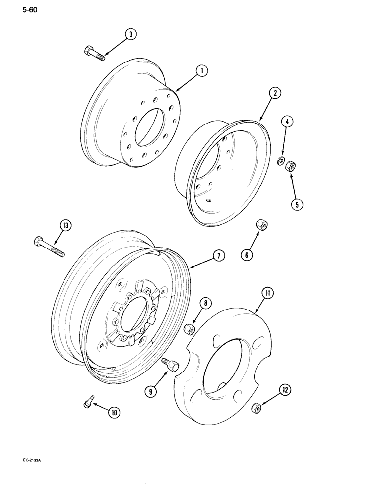 Схема запчастей Case IH 995 - (5-60) - FRONT WHEELS, TWO WHEEL DRIVE TRACTOR (05) - STEERING